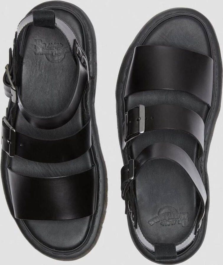 Dr. Martens Zwarte Leren Platte Sandalen Gryphon Brando Black