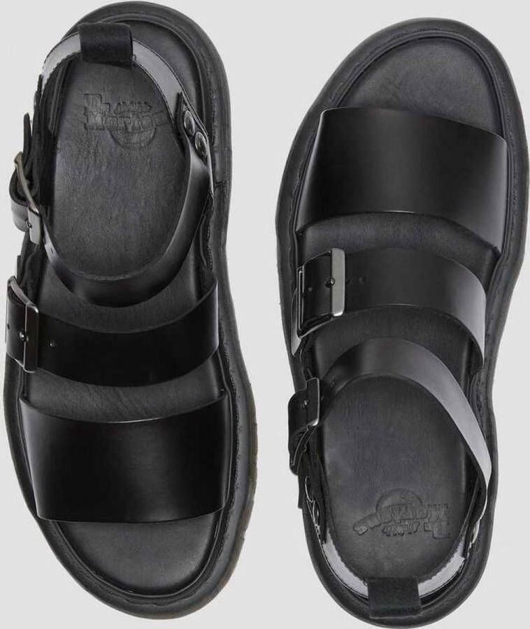 Dr. Martens Zwarte Leren Platte Sandalen Gryphon Brando Black Dames