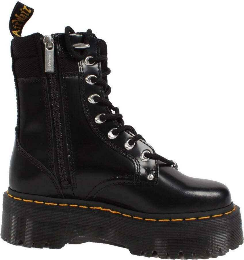 Dr. Martens Leren Enkellaarzen Street Style Rubberen Zool Vetersluiting Black Dames
