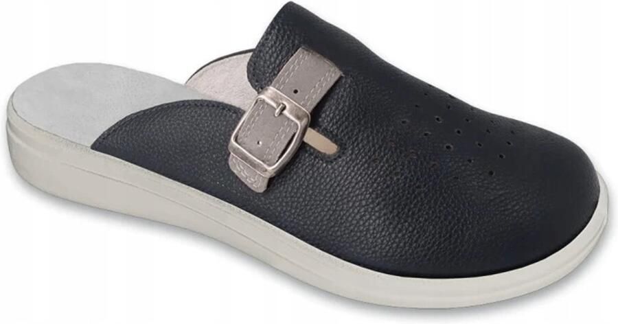 DR ORTO Heren Slippers Blauw Comfortabele Leren Binnenzool