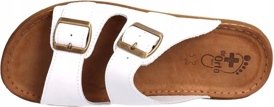 DR ORTO Heren Slippers Leer Licht Wit