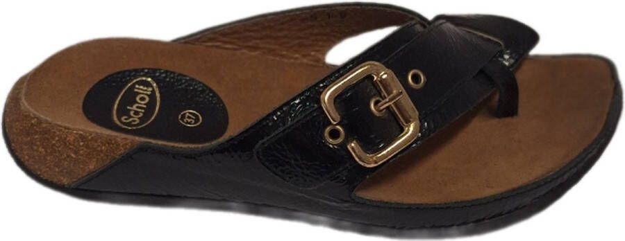 Dr Scholl -SLIPPER-KURK VOETBED-LEDER UPPER-BLACK