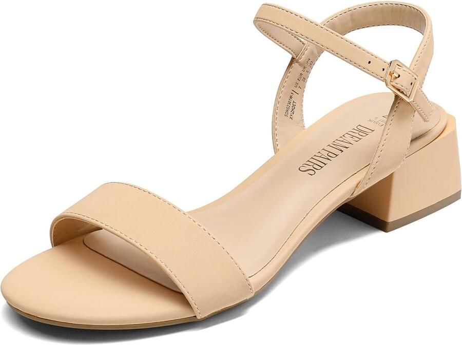 DREAM PAIRS Dames Hoge Hak Sandalen Nude Nubuck