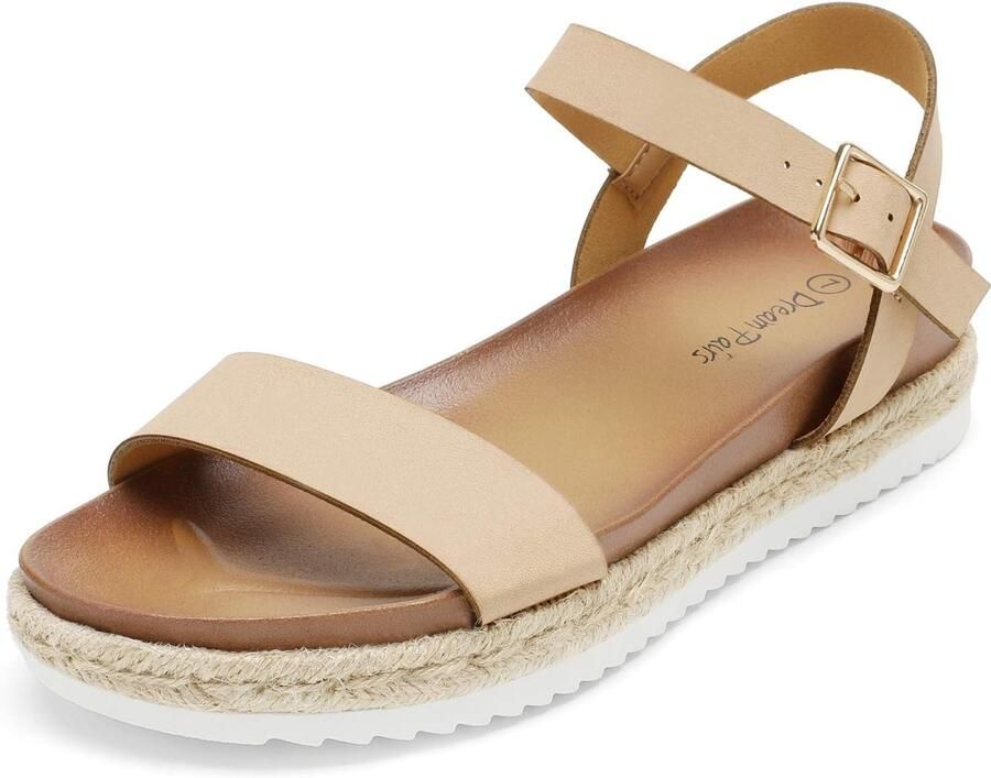 DREAM PAIRS Espadrille Platform Sandalen met Elastische Enkelband