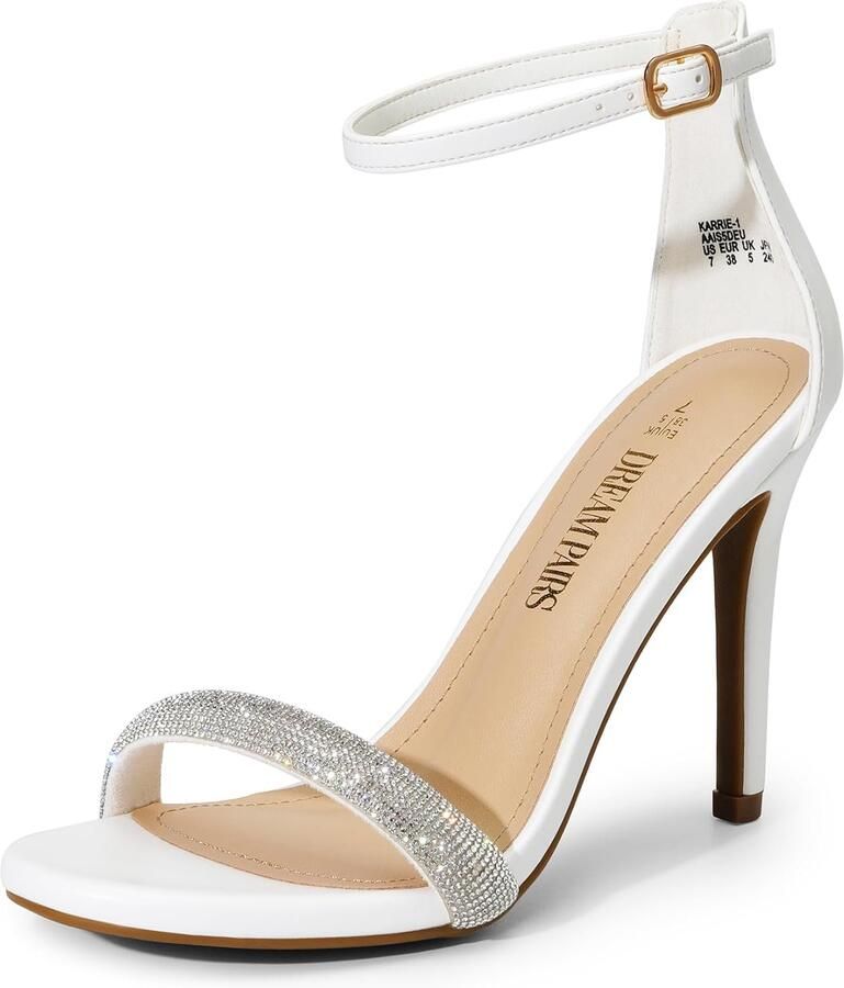 DREAM PAIRS Karrie Dames Sandalen met Hoge Hak Wit