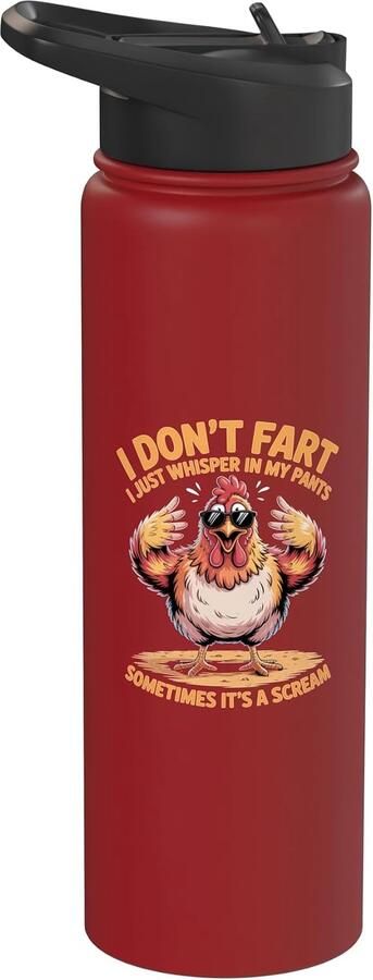 Drinkfles met grappige tekst Ik laat geen windjes ik fluister in mijn broek