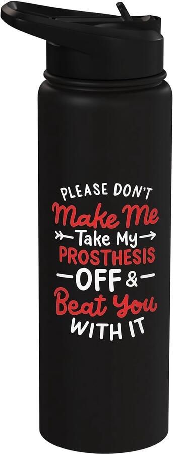 Drinkfles voor amputees met grappige teksten