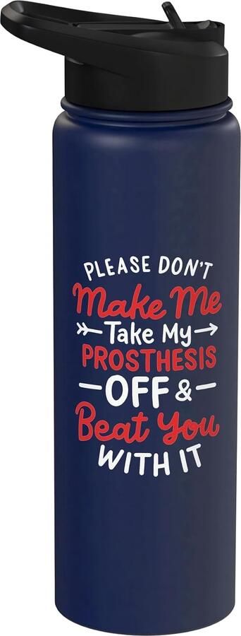 Drinkfles voor amputees met grappige teksten