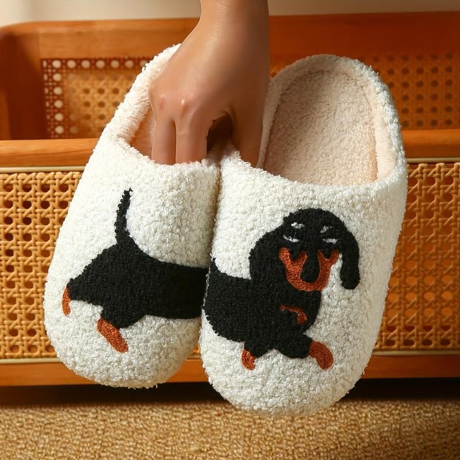 Droomlichtjes Teckel Pantoffels & Zachte Sloffen met Teckel Print Antislip Huisschoenen Warm & Comfortabel Unisex
