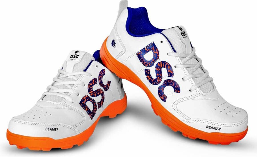 DSC Heren Gele Fluorescerende Beamer Cricket Schoenen Oranje Wit
