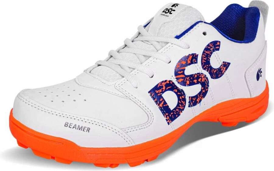DSC Beamer Cricket Shoes for Mens & Boys (Orange White Size: Material-EVA PVC Stability during Running Fielding & Batting Lightweight Durable & Breathable Sustainable