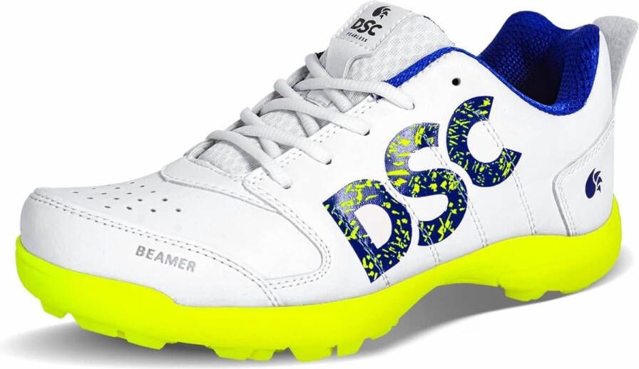 DSC Beamer Dom Cricket Schoenen Fluro Geel Wit Voor Jongens en Mannen Lichtgewicht Duurzaam 10 EU Materiaal: Polyvinylchloride Langdurige Prestaties Ademend Mesh voor Verbetering van Prestaties