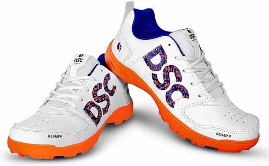 DSC Beamer Dom Cricket Schoenen Fluro Oranje Wit Voor Jongens en Mannen Lichtgewicht Duurzaam 6 EU Materiaal: Polyvinylchloride Langdurige Prestaties Ademend Mesh voor Verbetering van Prestaties