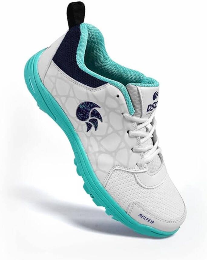 DSC Belter Dom Cricket Schoenen (Zeegroen en Wit EU) Voor Jongens en Mannen Sluiting: Veters EVA Sokvoering Lichtgewicht Buitenzool Duurzaam Super Lichtgewicht & Comfortabele Cricket Schoenen Superieure Grip