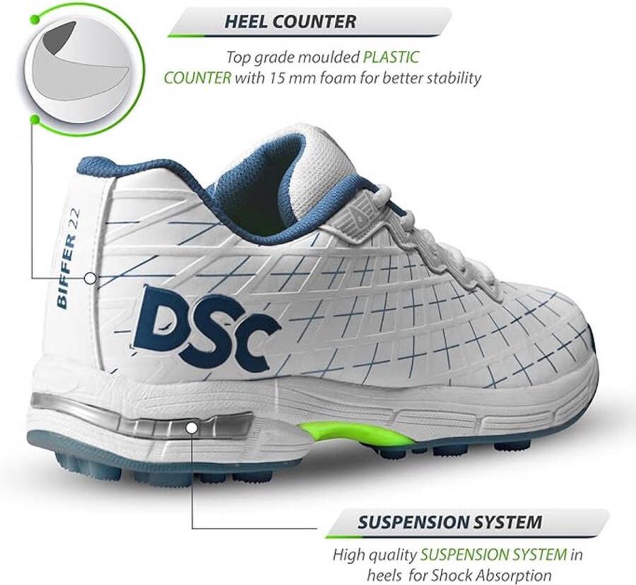 DSC Biffer 22 Cricket Schoenen Grijs 7 40EU Voor Heren & Jongens Materiaal: Kunstleer Ademend en Superzacht Hoogwaardig Rubber