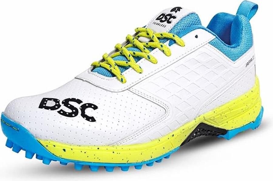 DSC Jaffa 22 Cricket Schoenen Heren & Jongens Wit Limoengeel 6 39 ?? Lichtgewicht Ademend Mesh Duurzame Slipvaste Zool Comfort & Stabiliteit Training & Wedstrijd Black Friday Mega Deal