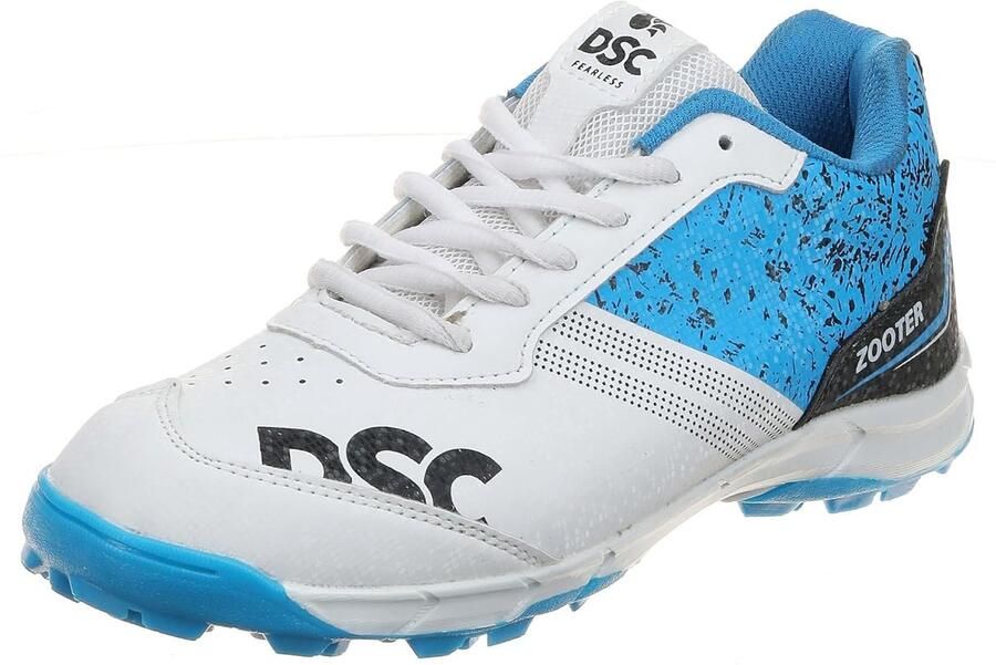 DSC Zooter Dom Cricket Schoenen Wit Zwart Voor Jongens en Mannen Polyvinylchloride 9 EU Lichtgewicht Verbeterde stabiliteit tijdens het spel