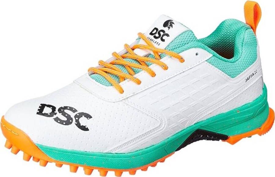DSC Jaffa 22 Dom Cricket Schoenen Zeegroen Fluor Oranje EU Voor Heren & Jongens Materiaal: Mesh Ademend Mesh Antislip zool voor verbeterde duurzaamheid en stabiliteit