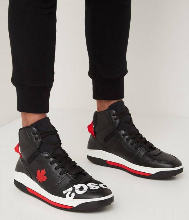 spreken Mew Mew Auckland Dsquared2 Barkley sneaker met logo van kalfsleren details Zwart - Schoenen .nl