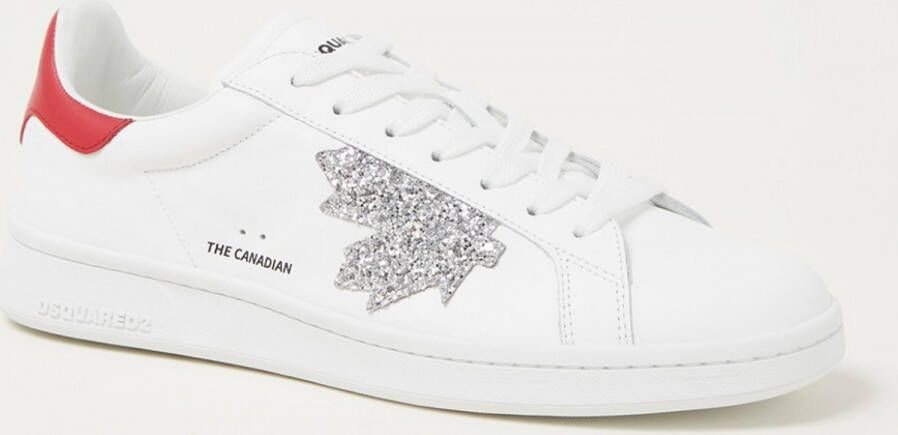 Dsquared2 Boxer sneaker van kalfsleer Wit met glitter detail