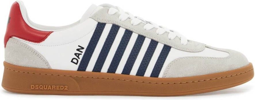 Dsquared2 Witte Leren Sneakers met Strepen Multicolor Heren