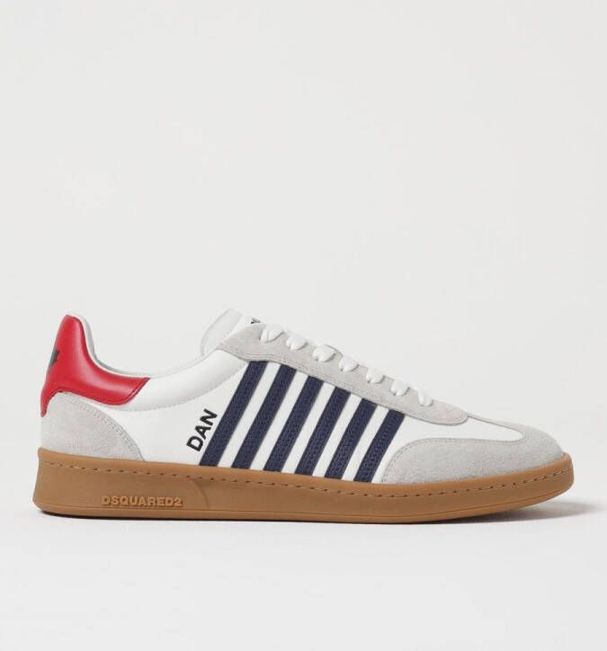 Dsquared2 Witte Leren Sneakers met Strepen Multicolor Heren