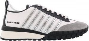 Dsquared2 Legend Sneaker Wit en Zwart Leer met Grijze Suède Inzetstukken Wit Dames