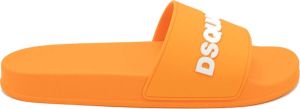 Dsquared2 Sliders Zomerse Stijl Upgrade met Rubberen Logo Slippers voor Heren Oranje Heren