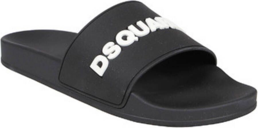 Dsquared2 Zwarte rubberen slippers Stijlvol en comfortabel Zwart