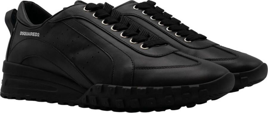 Dsquared2 Zwarte Leren Sneakers met Geperforeerd Detail Black Heren