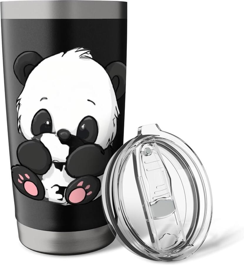 Dubblewandige thermosbeker panda