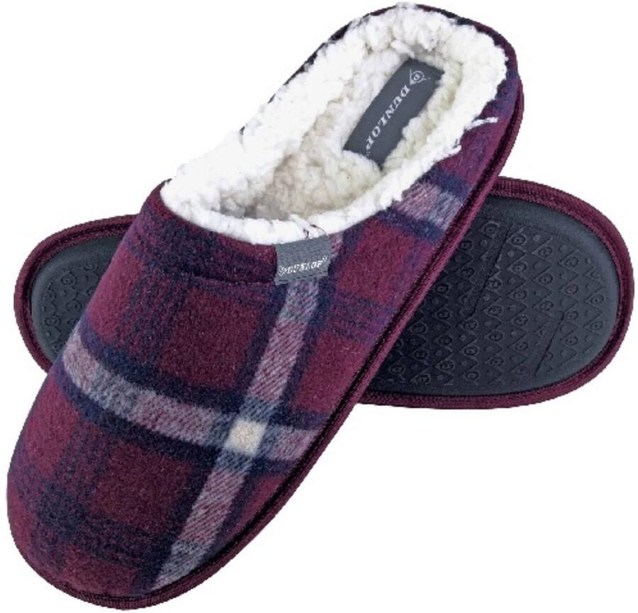 Dunlop Geruite pantoffels met fleece voering voor heren
