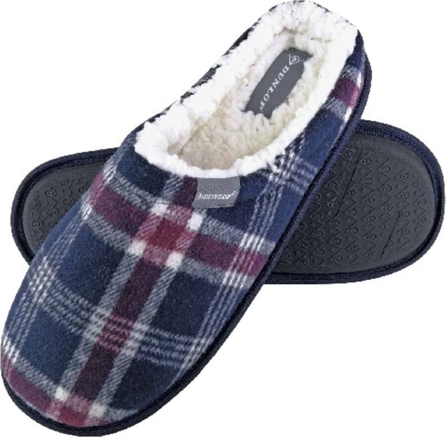 Dunlop Geruite pantoffels met fleece voering voor heren