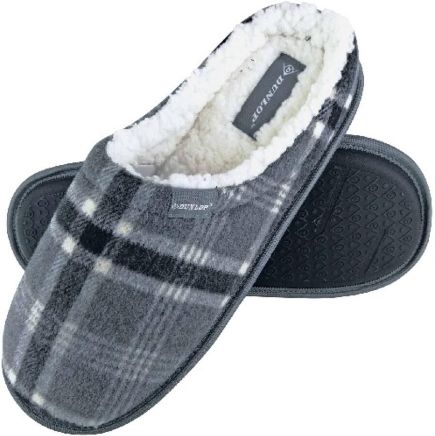 Dunlop Geruite pantoffels met fleece voering voor heren
