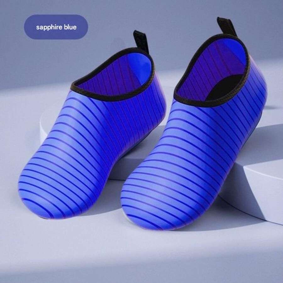 Dunne gestreepte koningsblauwe (dikke rubberen zool) waterschoenen voor volwassenen watersokken slanke waterschoenen antislip zwemschoenen unisex