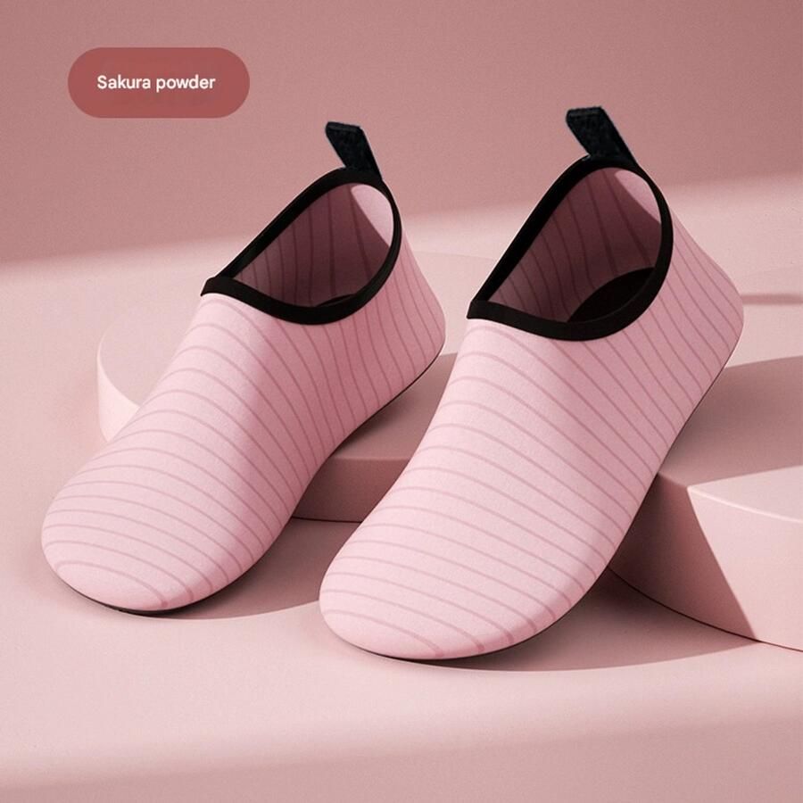 Dunne strepen Kersenbloesemroze (dikke rubberen zool) Waterschoenen sokken voor volwassenen (L 38-39) Smalle waterschoenen Antislip zwemschoenen Unisex
