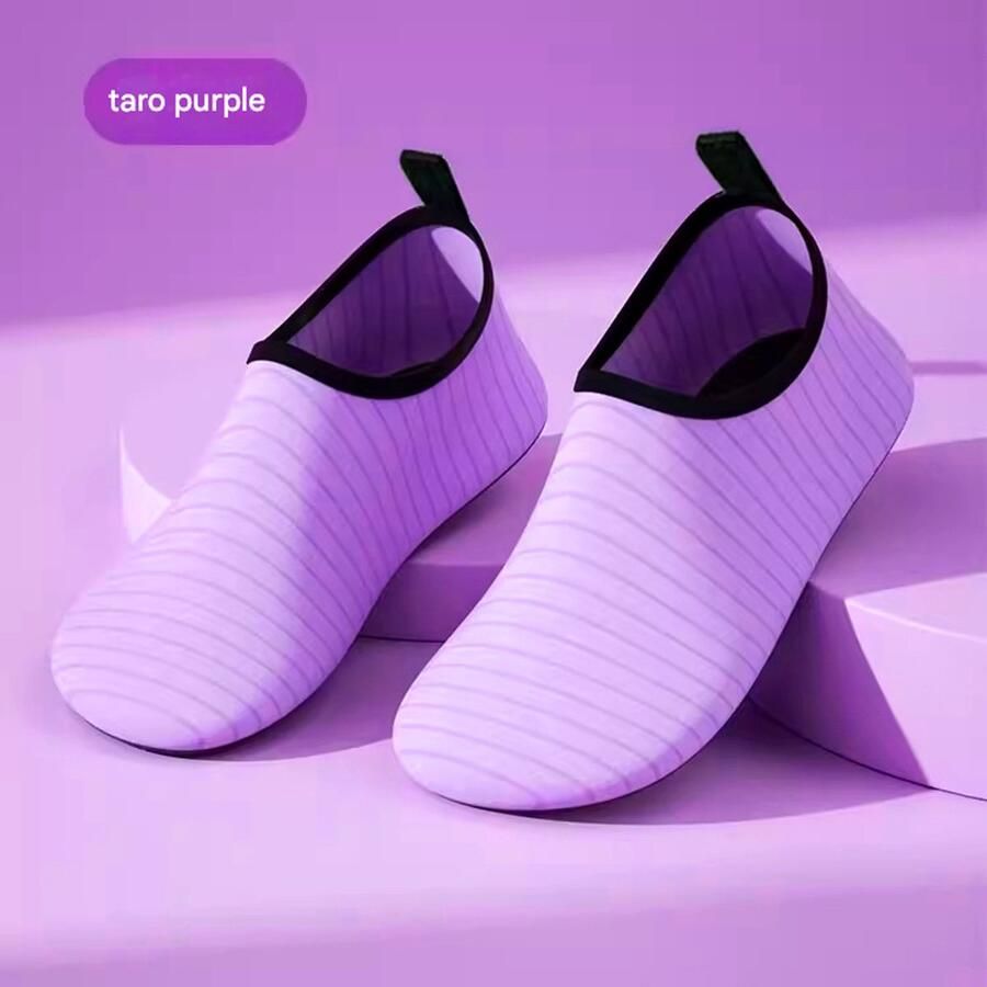 Dunne strepen Taro paars (dikke rubberen zool) Waterschoenen sokken voor volwassenen (L 38-39) Dunne waterschoenen Antislip zwemschoenen Unisex
