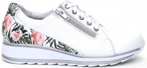 Durea 6221 684 G witte sportieve schoen met bloemaccent