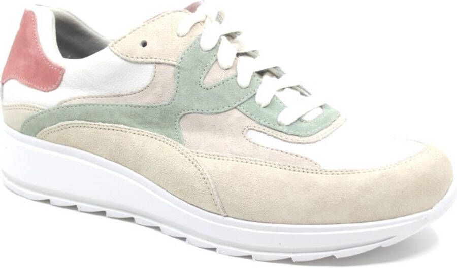 Durea 6272 688 0346 Sand White Green K-Wijdte Lage sneakers