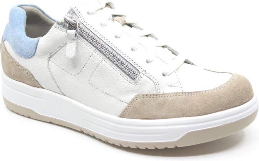 Durea 6281 685 0926 Beige wit combi sneaker wijdte H