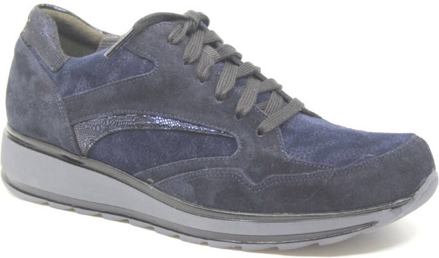 Durea 6282 681 0566 Blauwe extra smalle dames sneaker wijdte D