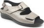 Durea 7178 219 8164 Taupe kleurige brede dames sandalen met klittenband sluiting - Thumbnail 1