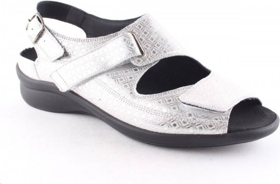 Durea 7178 zilveren dames sandaal met klittenbandsluiting