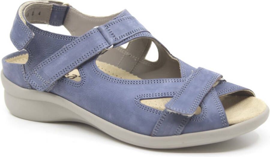 Durea 7376 216 0191 Jeansblauwe dames sandalen met klittenband sluiting - Foto 1