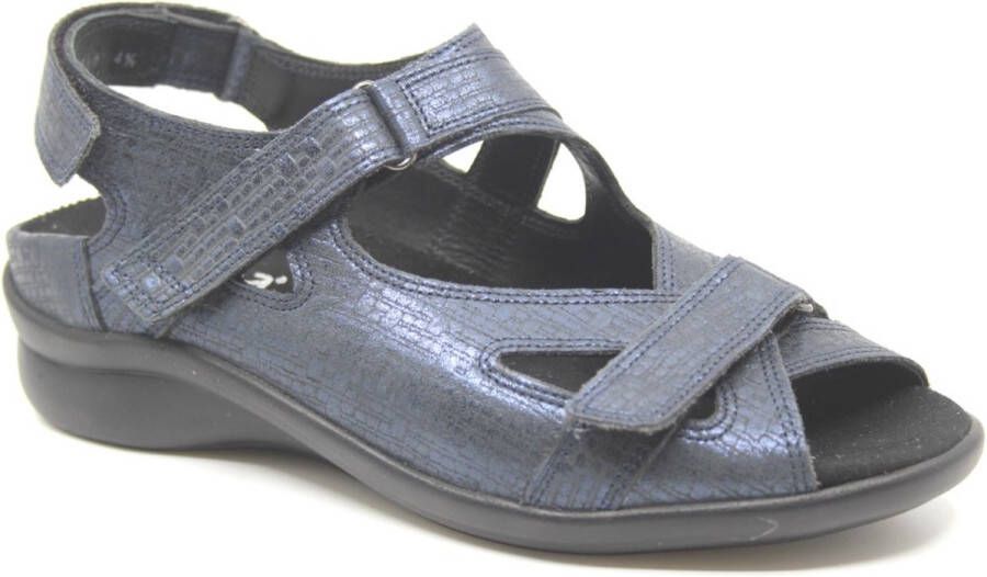 Durea 7376 218 0150 Blauwe dames sandalen met klittenband sluiting
