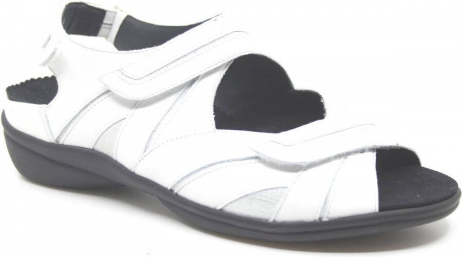 Durea 7390 218 8255 Witte dames sandalen met klittenband sluiting