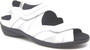 Durea 7390 219 8255 Witte brede dames sandalen met klittenband sluiting