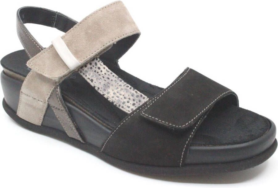 Durea 7418 794 0496 Zwart combi dames sandalen wijdte G