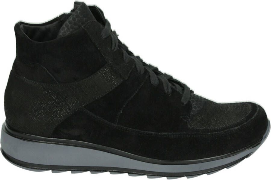 Durea 9684~H~~~~~~~~~~~~~~~~~~~~~~~~ Hoge sneakersVeterlaarzenDames veterschoenenDames sneakersHalf-hoge schoenen Zwart