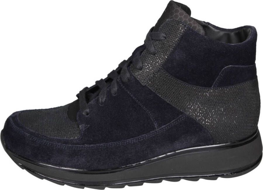Durea Dames Veterboot 9684-688-9998 Zwart Combi Wijdte K (38 5)